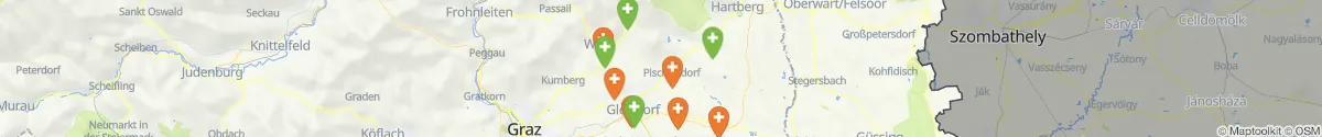 Kartenansicht für Apotheken-Notdienste in der Nähe von Pischelsdorf am Kulm (Weiz, Steiermark)